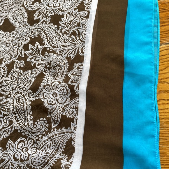 Talbots polyester sheer top, small/medium. Teal and brown floral. - Picture 4 of 6